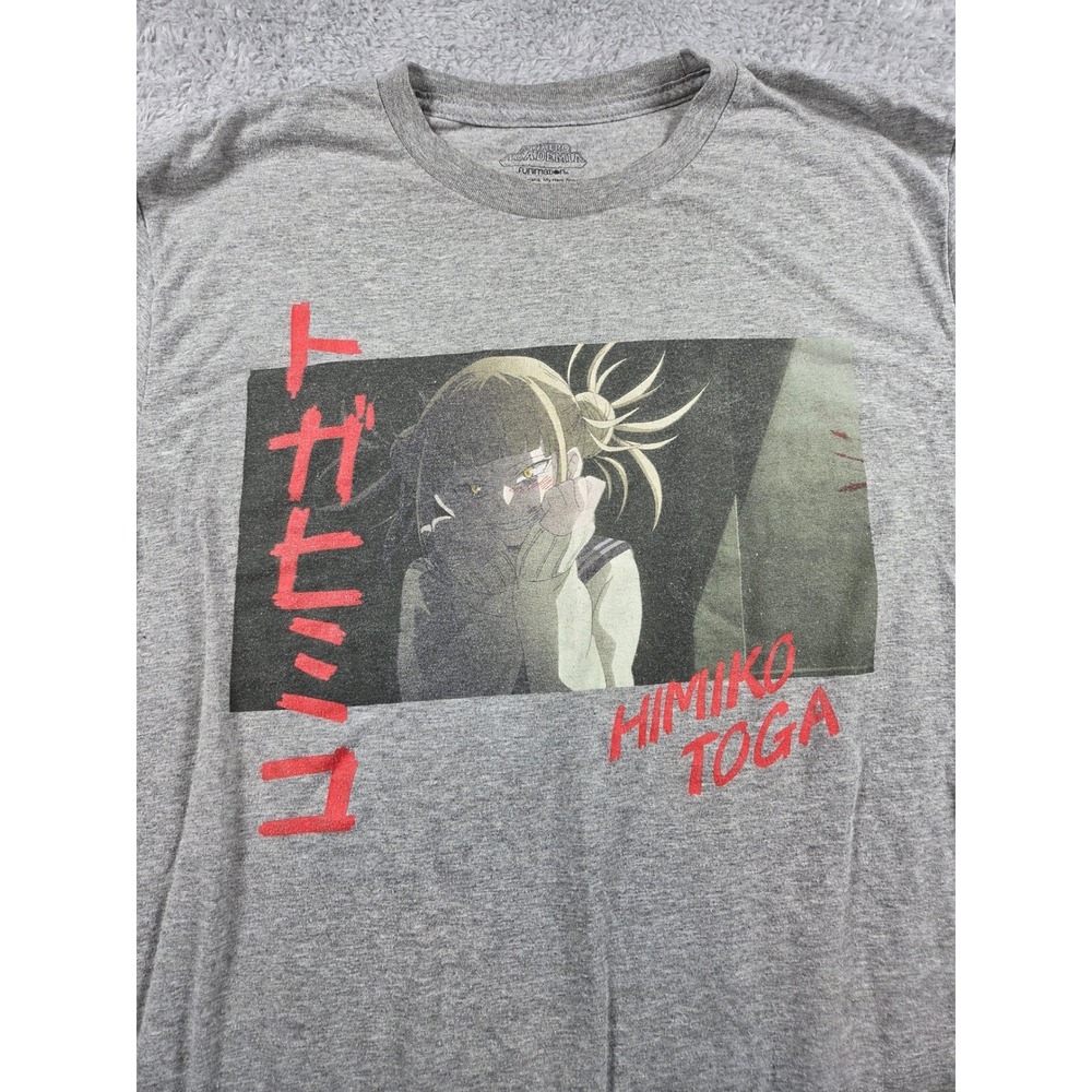 My Hero Academia Himiko Toga Graphic Tee Mens Large Gray Funimation Anime Shirt
